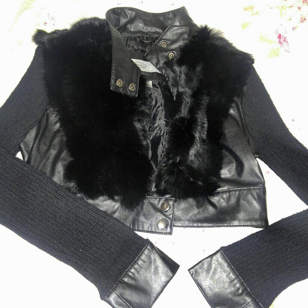 Cute black rabbit fur coat